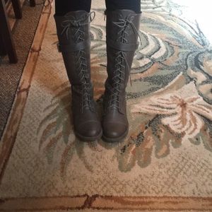 Knee high lace up boots